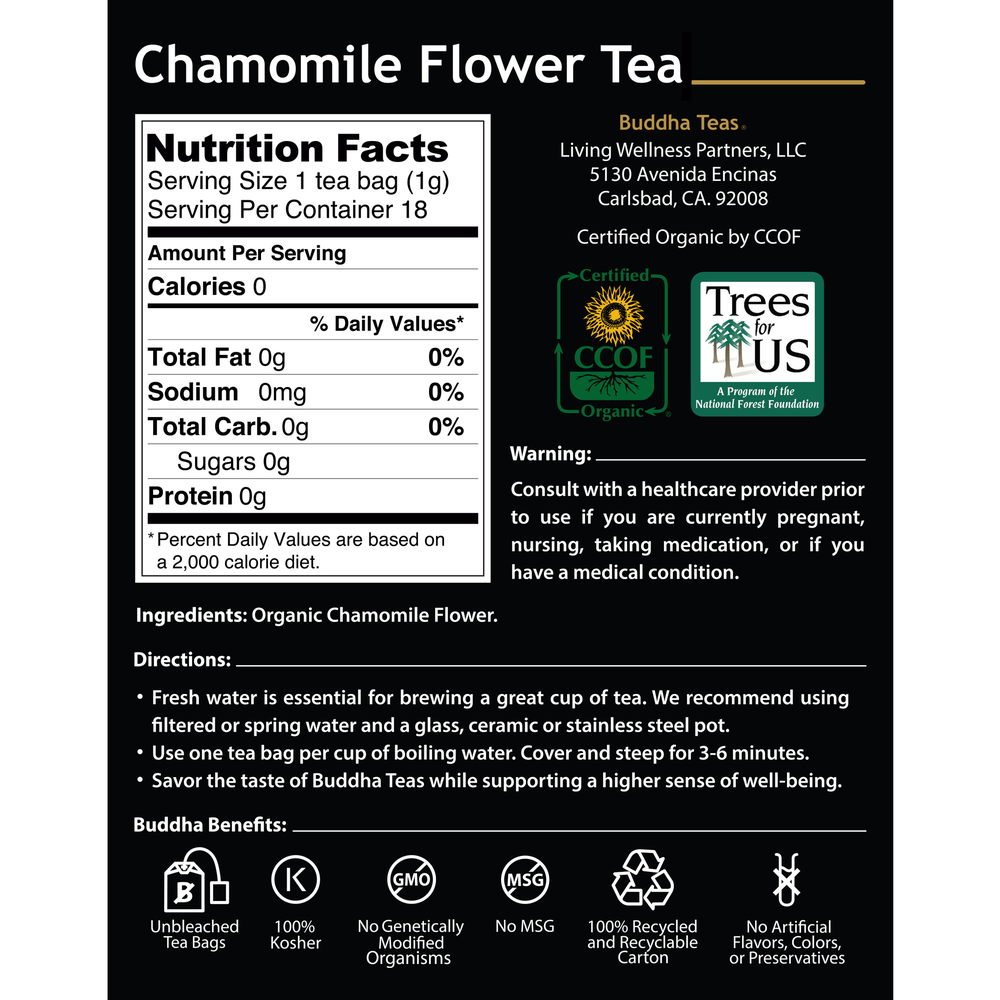 Buddha Teas Chamomile Flower Tea 18 Count