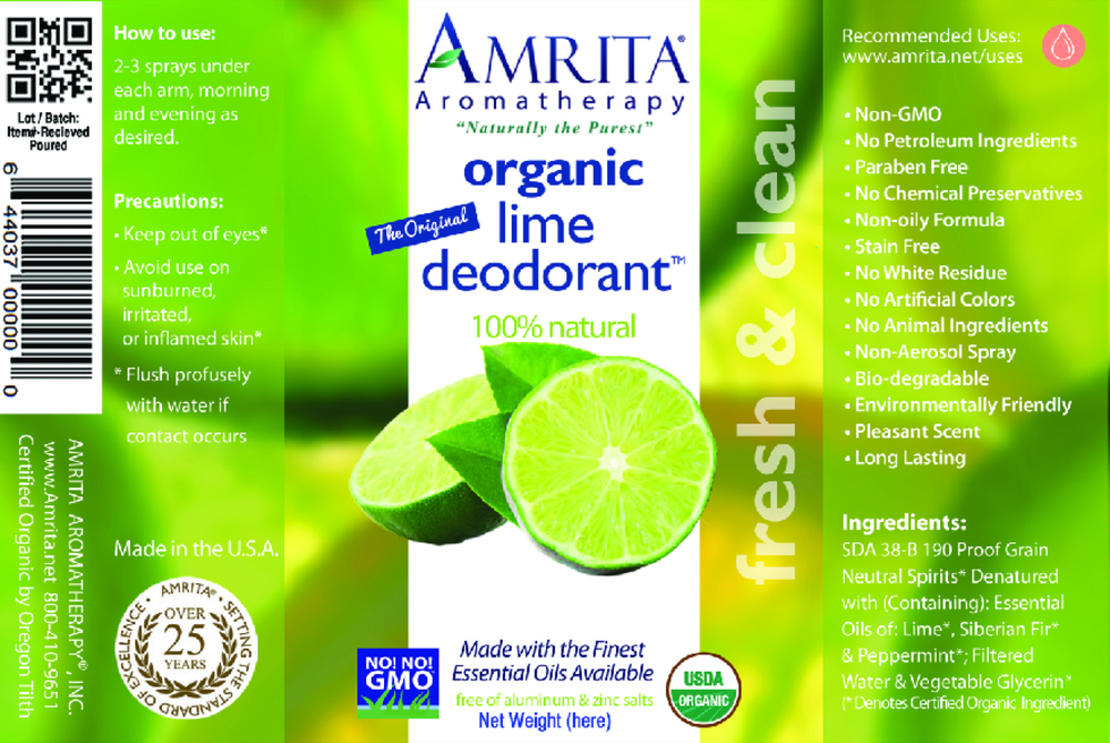 Amrita Aromatherapy Organic Lime Deodorant 4oz