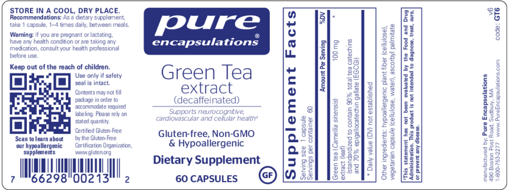 Pure Encapsulations Green Tea Extract 60 capsules
