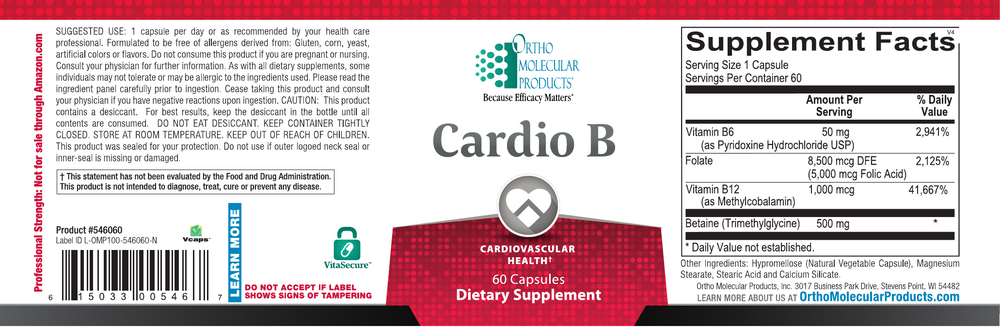 Ortho Molecular Products Cardio B — 60 Capsules