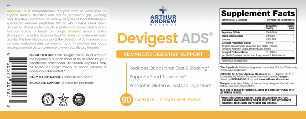 Arthur Andrew Medical Devigest ADS 90 capsules