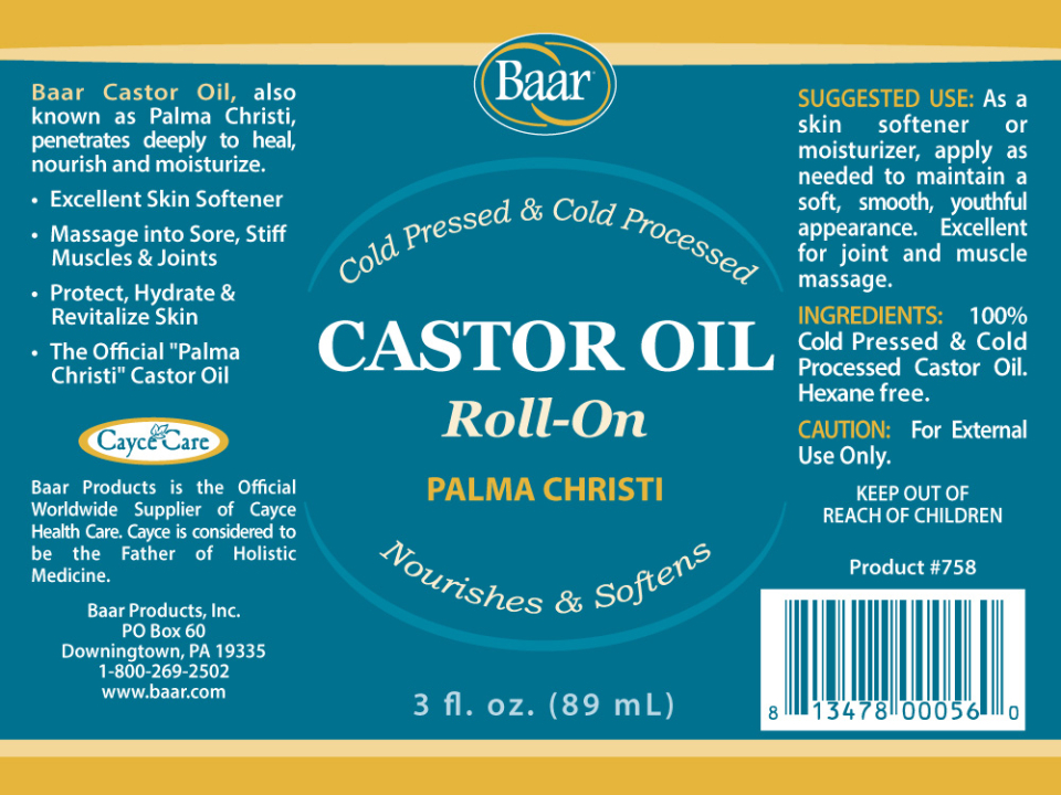 Baar Products Castor Oil Roll-On 3 Ounces