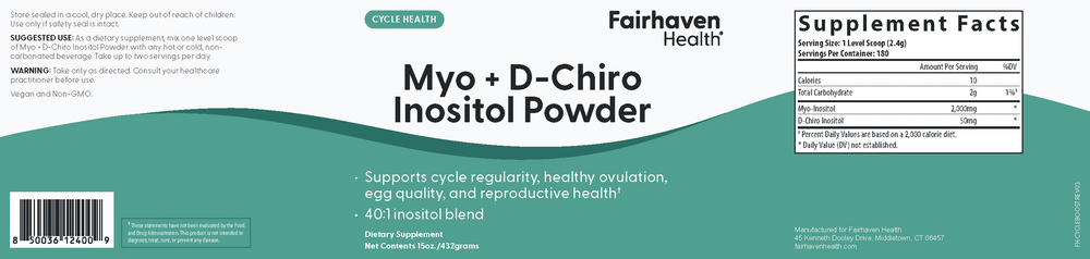 Fairhaven Health Myo + D-Chiro Inositol 40:1 Powder 432g