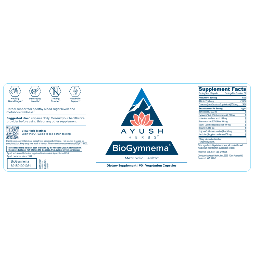 Ayush Herbs BioGymnema™ 90 capsules