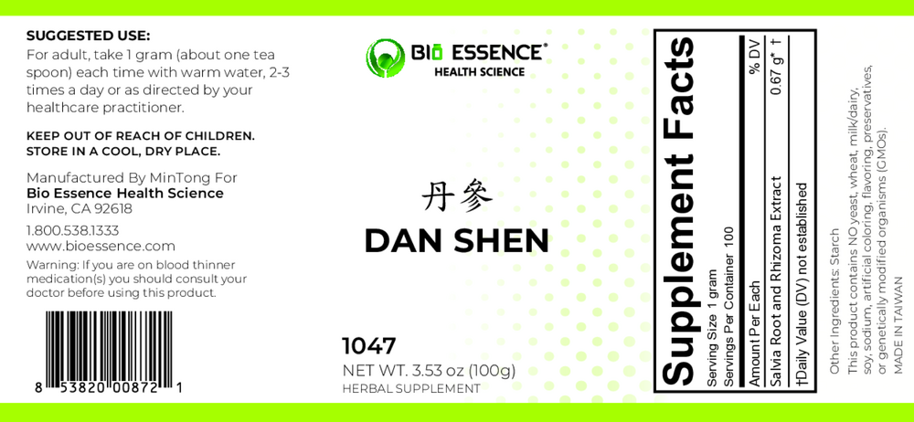 Bio Essence Health Science Dan Shen (Chinese Salvia) 100g
