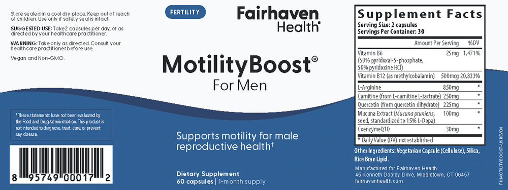 Fairhaven Health MotilityBoost® Fertility Support for Men 60 capsules