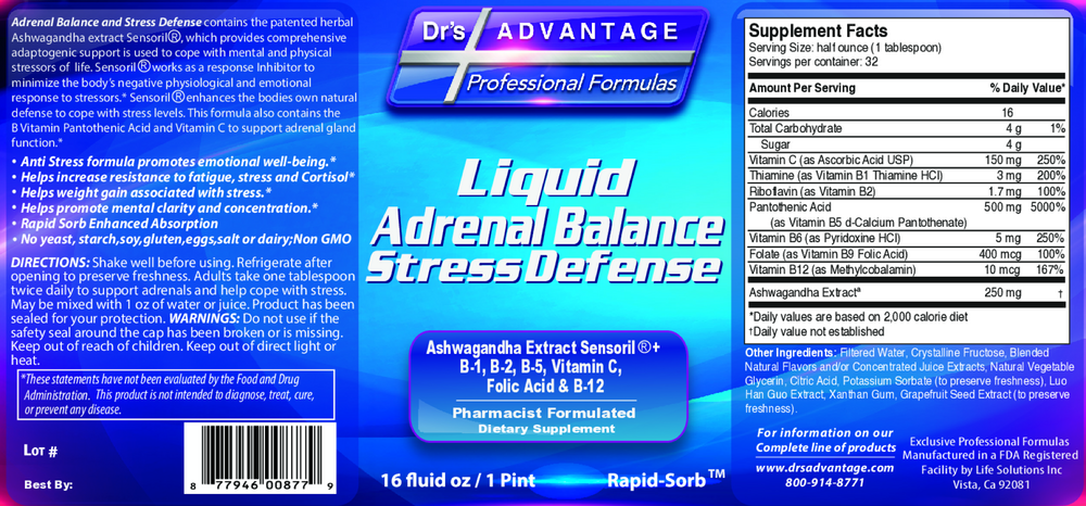 Dr's Advantage Liquid Adrenal Balance and Stress Defense 473ml
