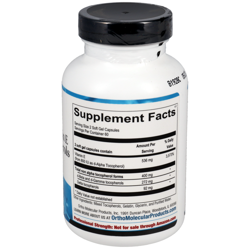 Ortho Molecular Product Natural Vitamin E Mixed Tocopherols 120 capsules