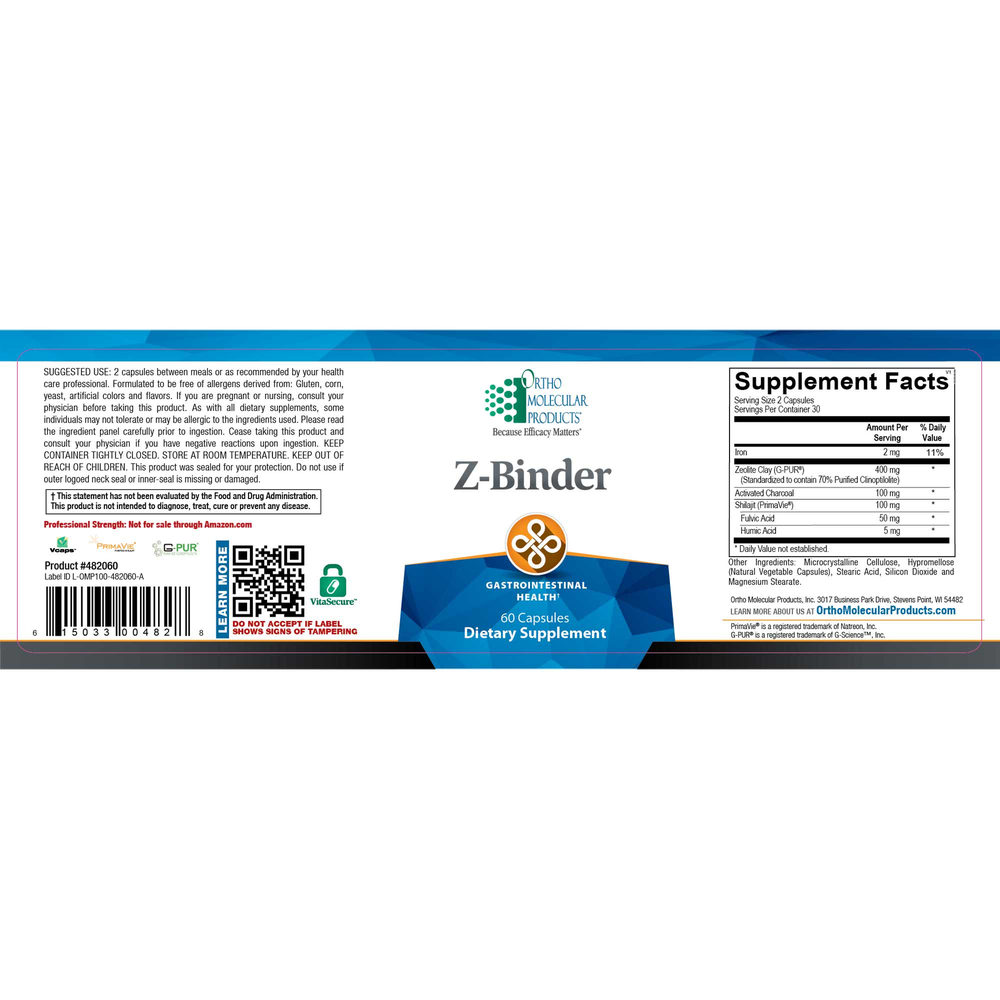 Ortho Molecular Products Z-Binder 60 capsules