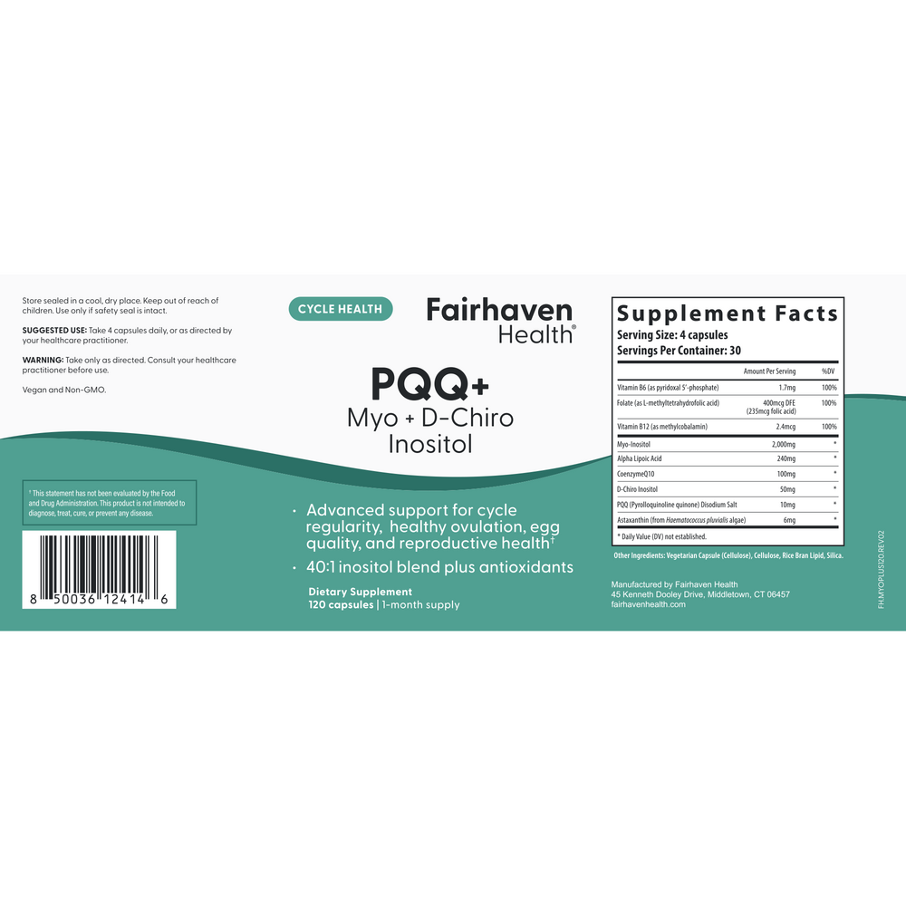 Fairhaven Health PQQ + Myo + D-Chiro Inositol 40:1 Ratio 120 capsules