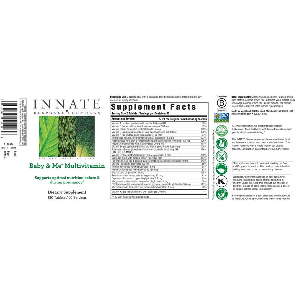 Innate Response Baby & Me™ Multivitamin 120 tablets