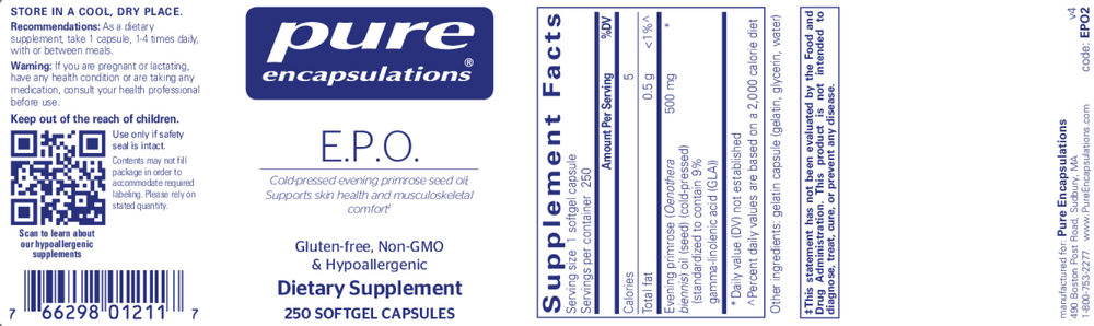 Pure Encapsulations EPO 250 softgel capsules