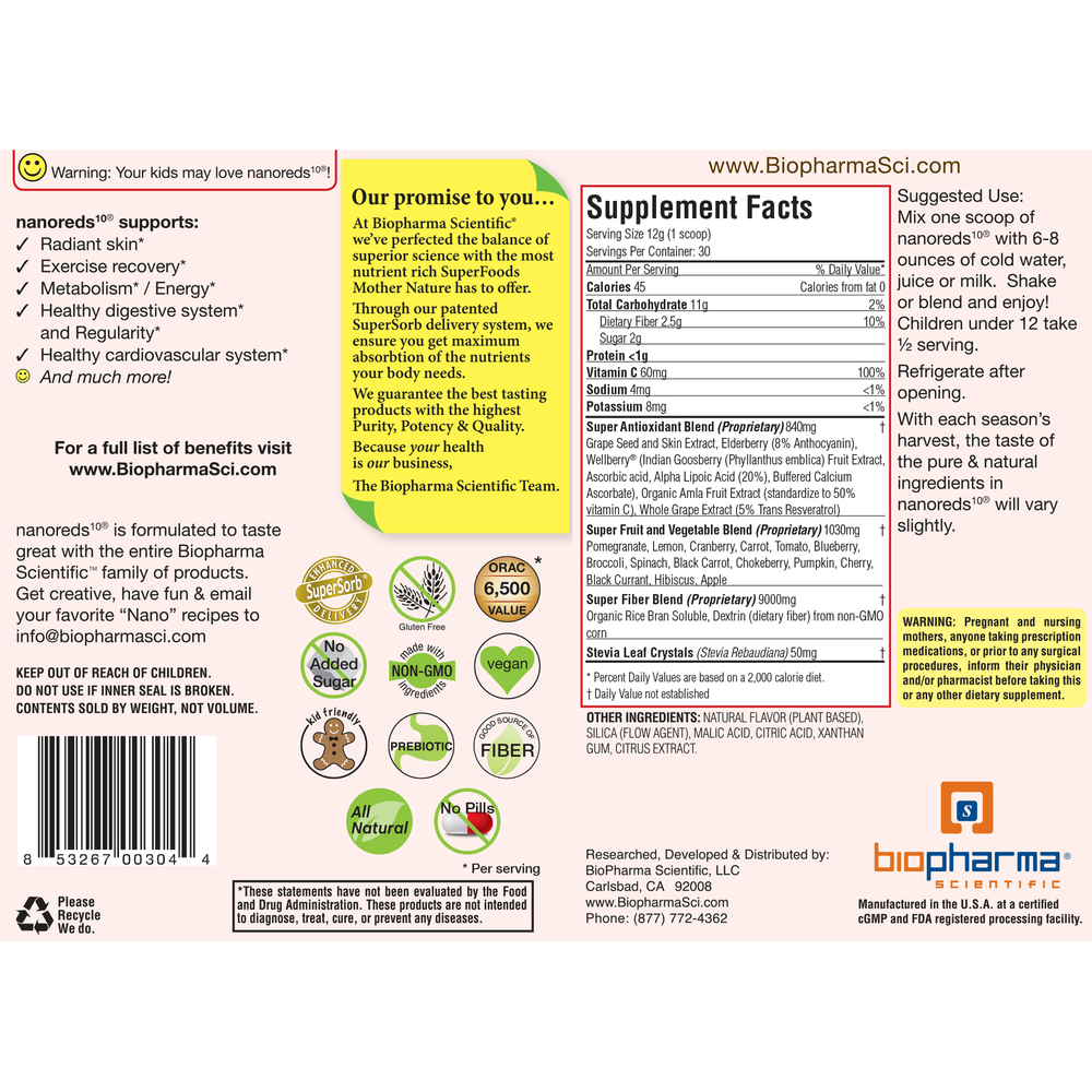 BioPharma Scientific NanoReds10 360 Grams