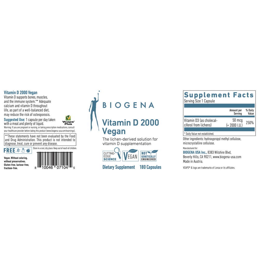 Biogena Vitamin D 2000 Vegan 180 capsules