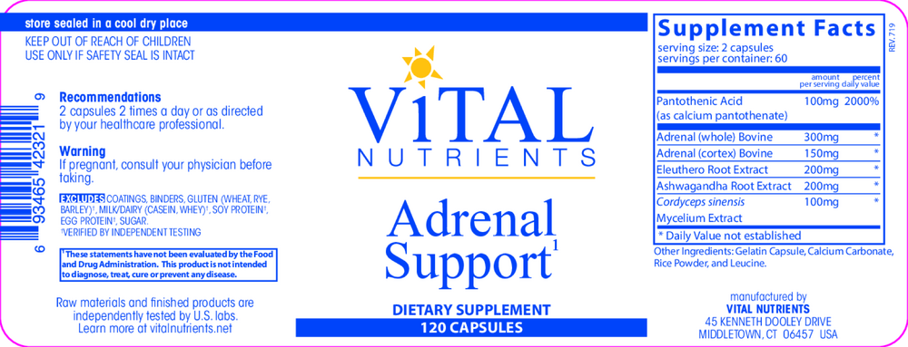Vital Nutrients Adrenal Support 120 capsules