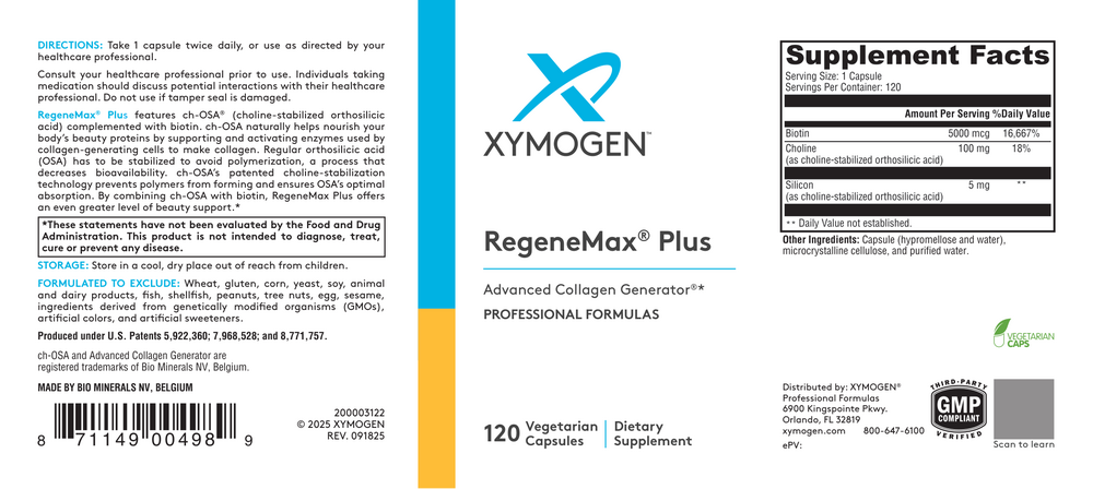 XYMOGEN RegeneMax Plus (Biotin and Choline) 120 capsules