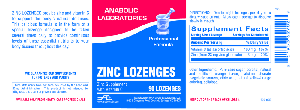 Anabolic Laboratories Zinc Lozenges Orange 90 lozenges