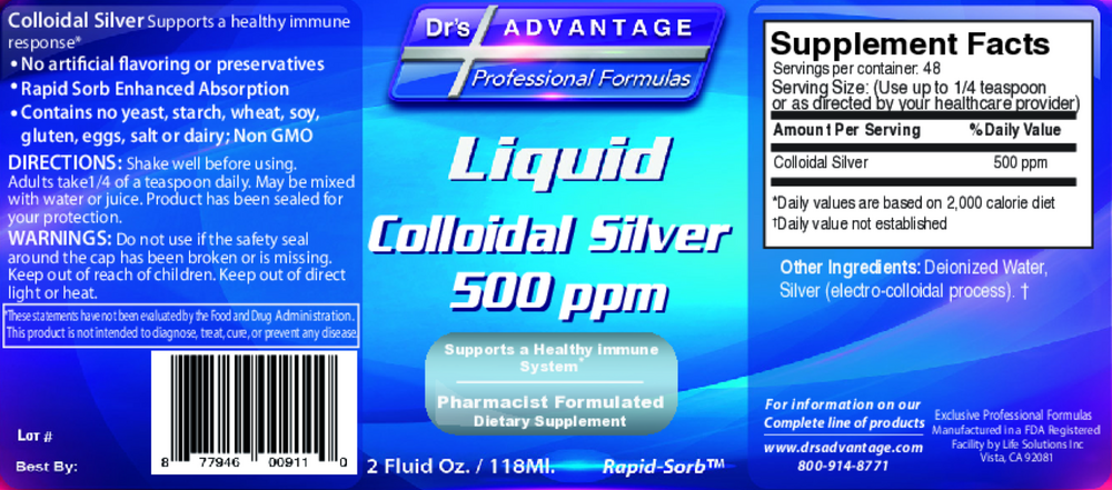 Dr's Advantage Liquid Colloidal Silver 500ppm 59ml