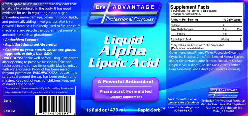 Dr's Advantage Liquid Alpha Lipoic Acid 473ml