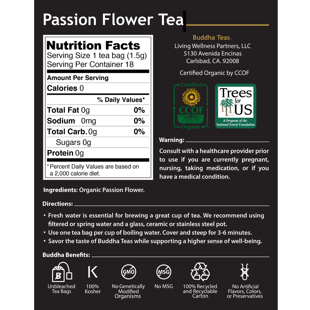 Buddha Teas Passion Flower Tea 18 Count