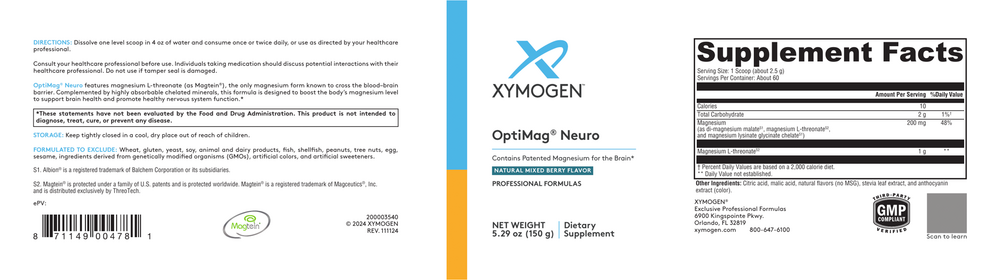 XYMOGEN OptiMag Neuro (Magnesium) Mixed Berry 150 grams