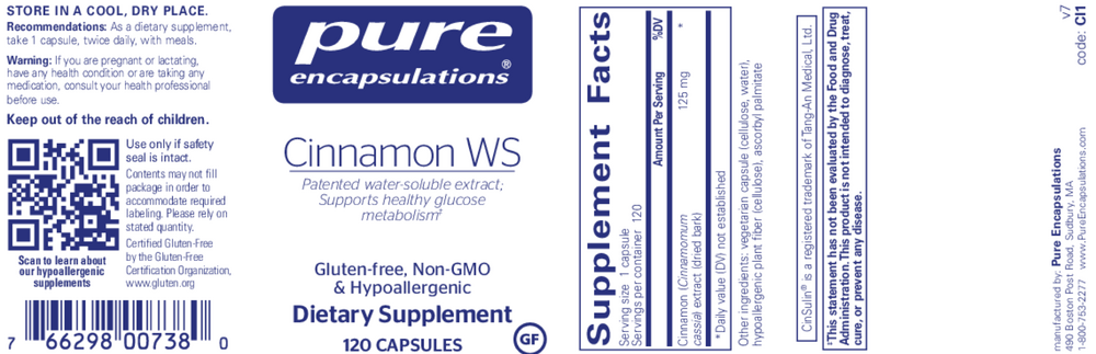 Pure Encapsulations Cinnamon WS 120 capsules