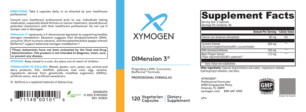 XYMOGEN DIMension 3 (Turmeric Extract) 120 capsules