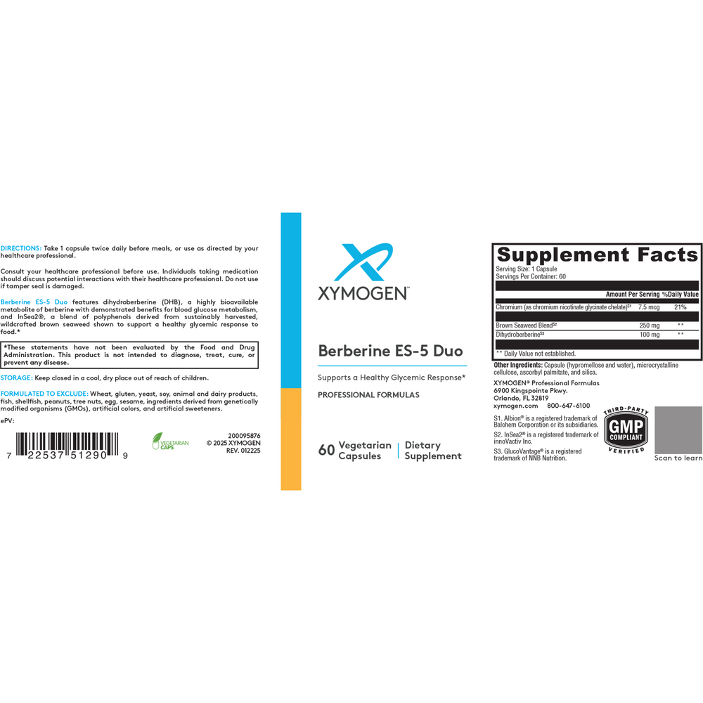 XYMOGEN Berberine ES-5 Duo (Dihydroberberine) 60 capsules