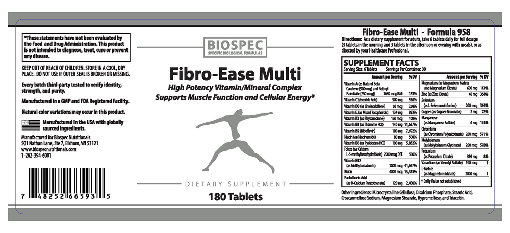 Biospec Nutritionals Fibro-Ease Multi 180 tablets