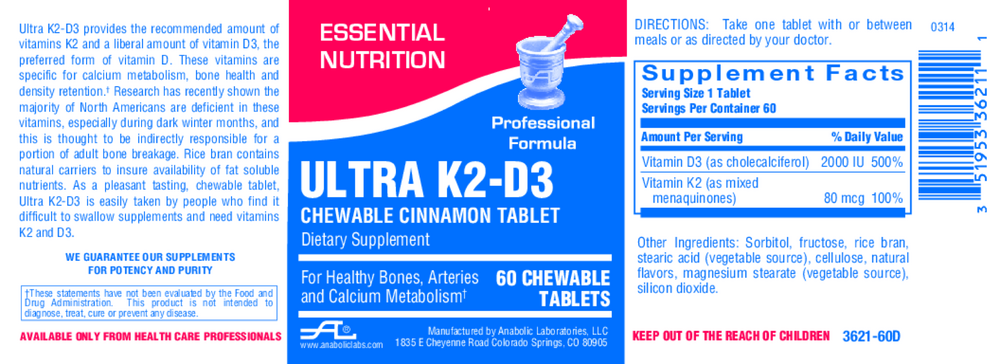 Anabolic Laboratories Ultra K2-D3 60 chewables