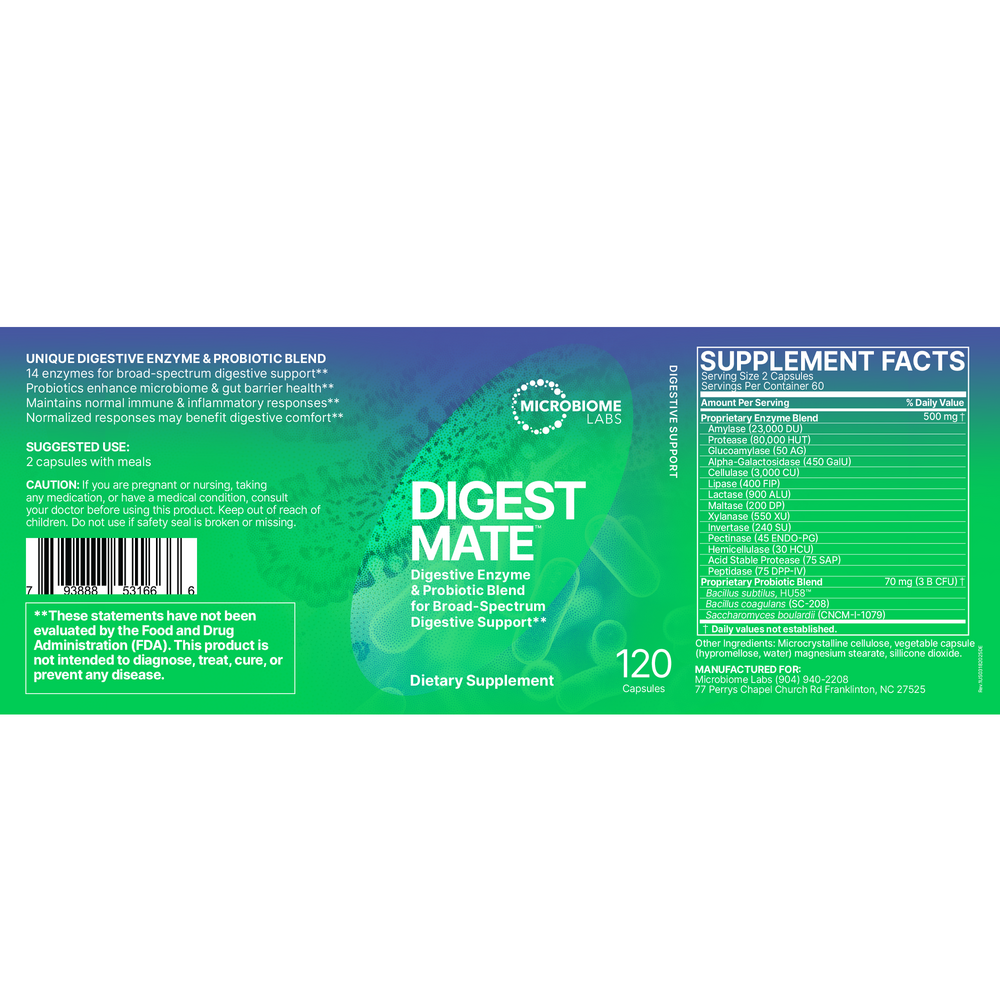 Microbiome Labs DigestMate 120 capsules