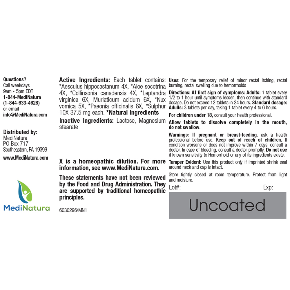 BHI Homeopathics/Medinatura BHI Hemorrhoid 100 tablets