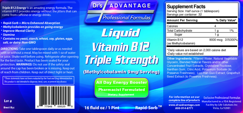 Dr's Advantage Liquid Vitamin B12 Triple Strength 473ml