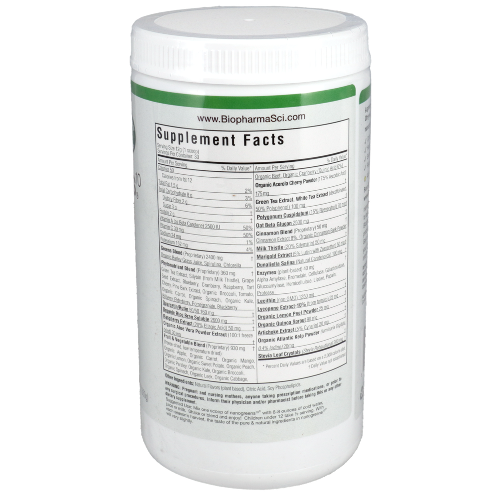 BioPharma Scientific NanoGreens10 Strawberry 360 Grams