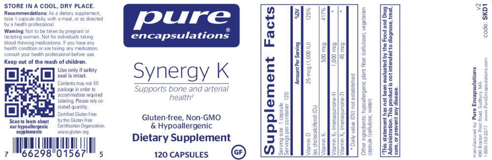 Pure Encapsulations Synergy K 120 capsules
