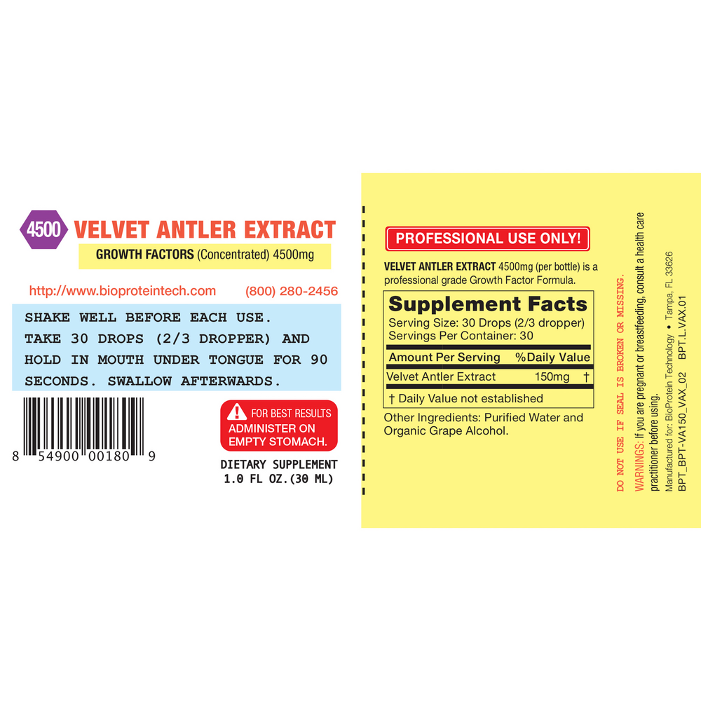 BioProtein Technology Velvet Antler Extract (VAE) 4500 30 Milliliters