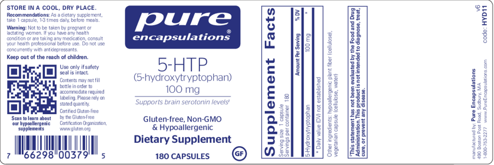Pure Encapsulations 5-HTP 100mg 180 capsules