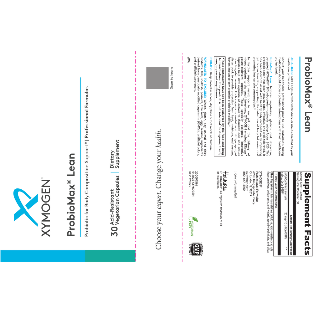 XYMOGEN ProbioMax Lean (Probiotics) 30 capsules