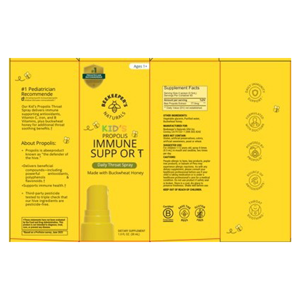 Beekeeper's Naturals Propolis Throat Spray for Kids 30 Milliliters