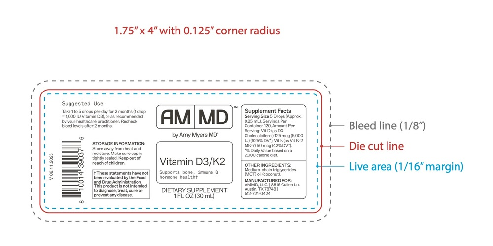 Amy Myers MD Vitamin D3/K2 Liquid 1oz