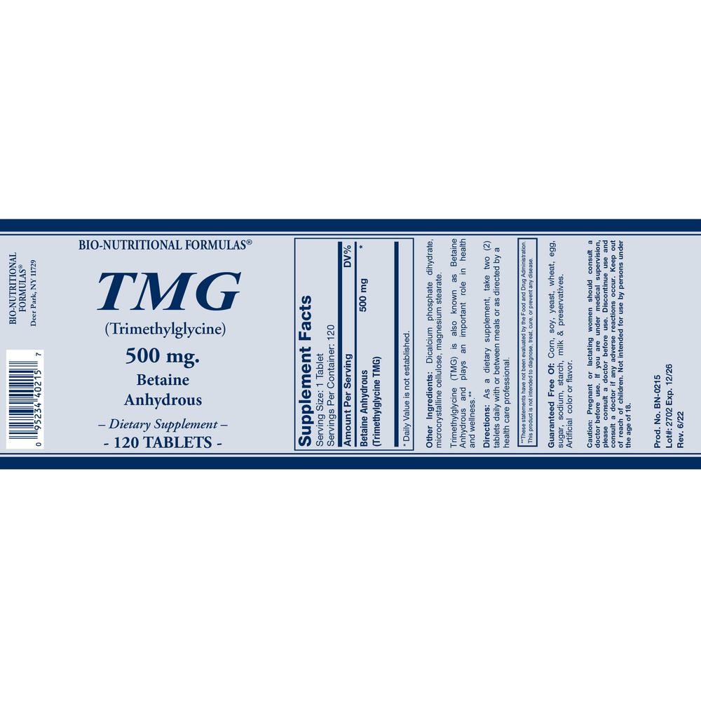 Bio-Nutritional Formulas TMG 500mg 120 tablets