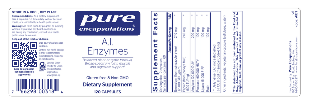 Pure Encapsulations A.I. Enzymes 120 capsules