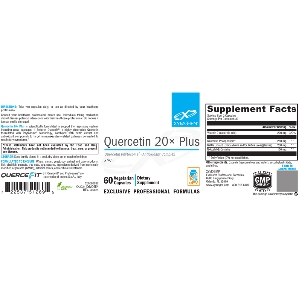 XYMOGEN Quercetin 20x Plus 60 capsules
