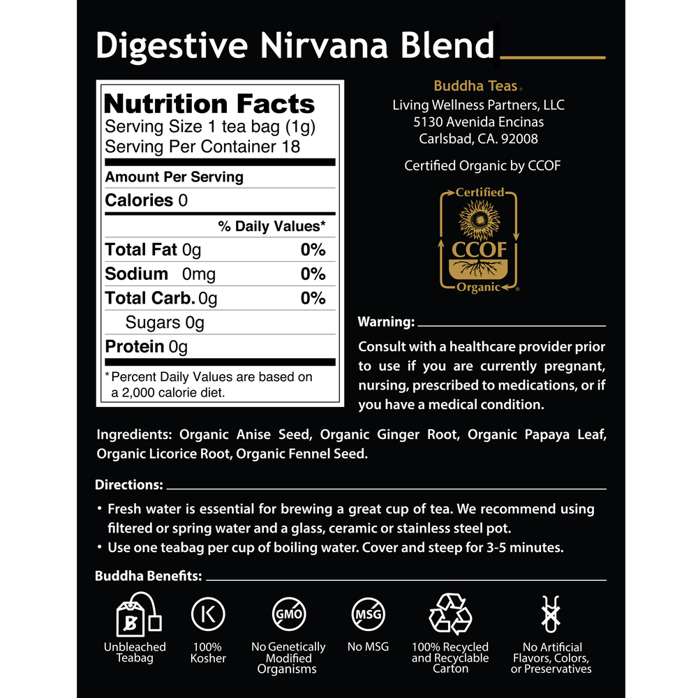 Buddha Teas Digestive Nirvana Blend 18 Count