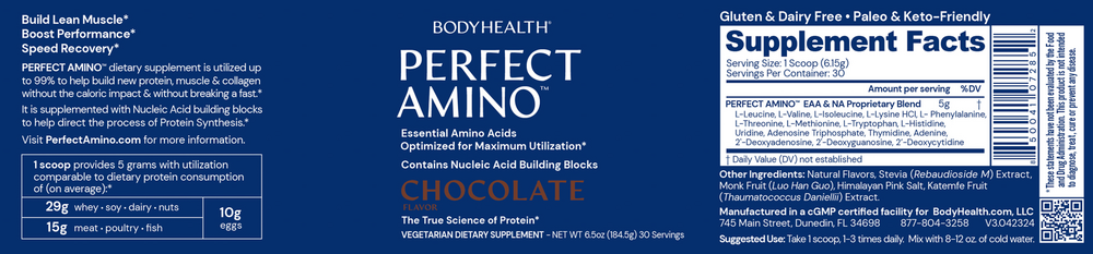 BodyHealth PerfectAmino Powder, Chocolate 184.5 Grams