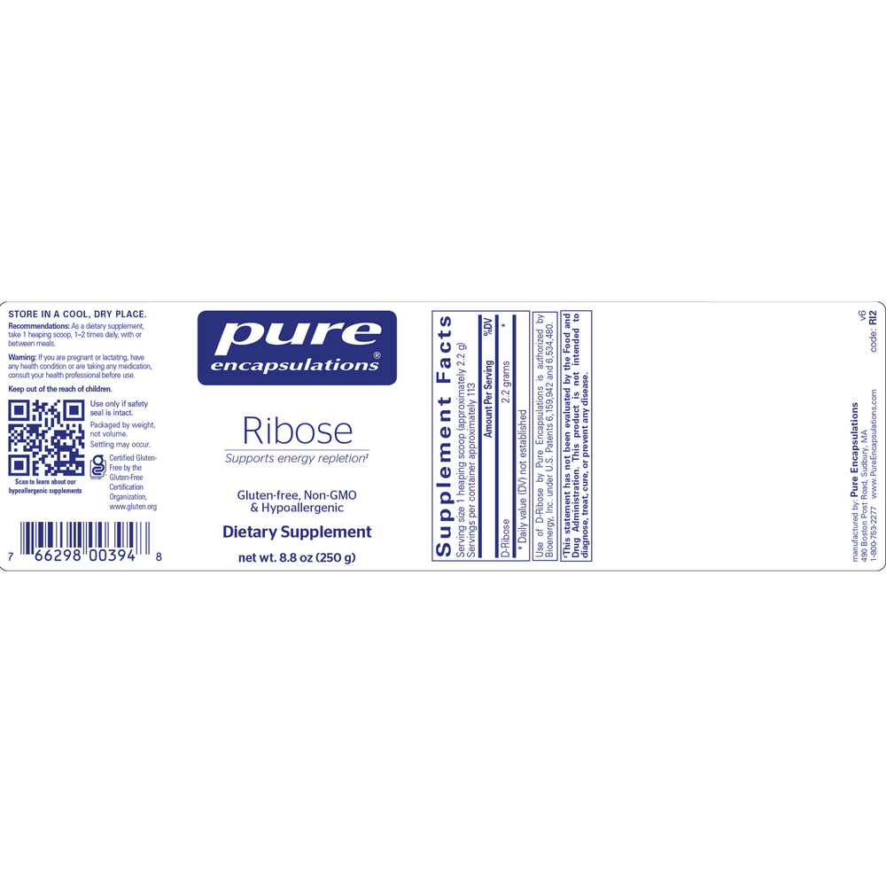 Pure Encapsulations Ribose 250g
