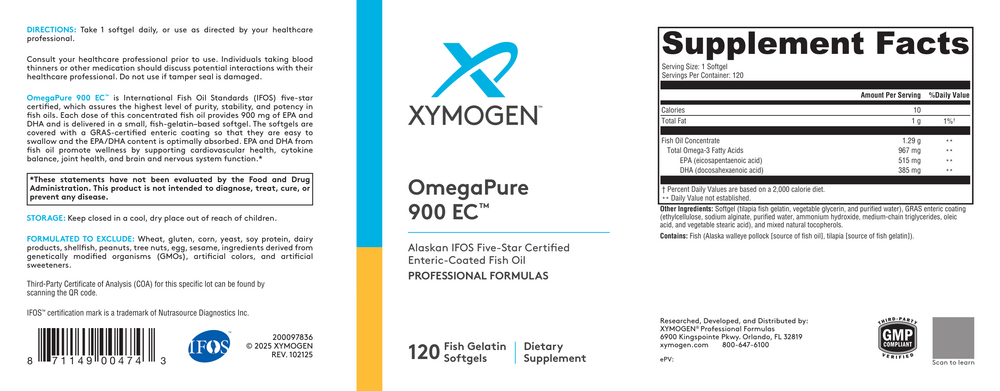 XYMOGEN OmegaPure 900 EC 120 softgels