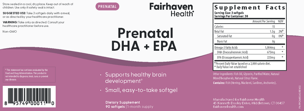 Fairhaven Health Prenatal DHA + EPA 90 Softgels