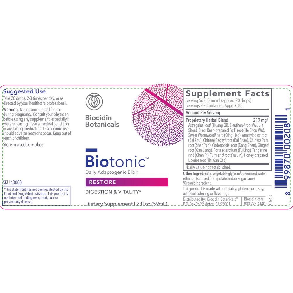 Biocidin Botanicals Biotonic Adaptogenic Tonic 59ml