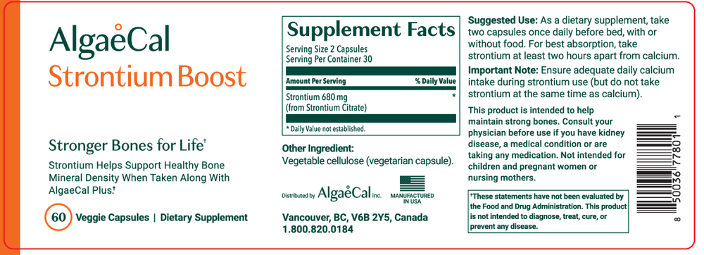 AlgaeCal Strontium Boost 60 capsules